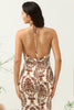 Load image into Gallery viewer, Mermaid Printed Brown Long Bridesmaid Dress