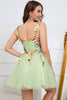 Load image into Gallery viewer, A-Line Spaghetti Straps Green Short Formal Dress with Appliques