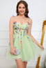 Load image into Gallery viewer, A-Line Spaghetti Straps Green Short Formal Dress with Appliques