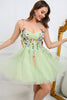 Load image into Gallery viewer, A-Line Spaghetti Straps Green Short Formal Dress with Appliques