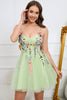 Load image into Gallery viewer, A-Line Spaghetti Straps Green Short Formal Dress with Appliques