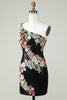 Load image into Gallery viewer, One Shoulder Black Sequin Beading Short Formal Dress