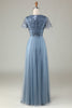 Load image into Gallery viewer, A-Line Dusty Blue Bridesmaid Dress with Beading