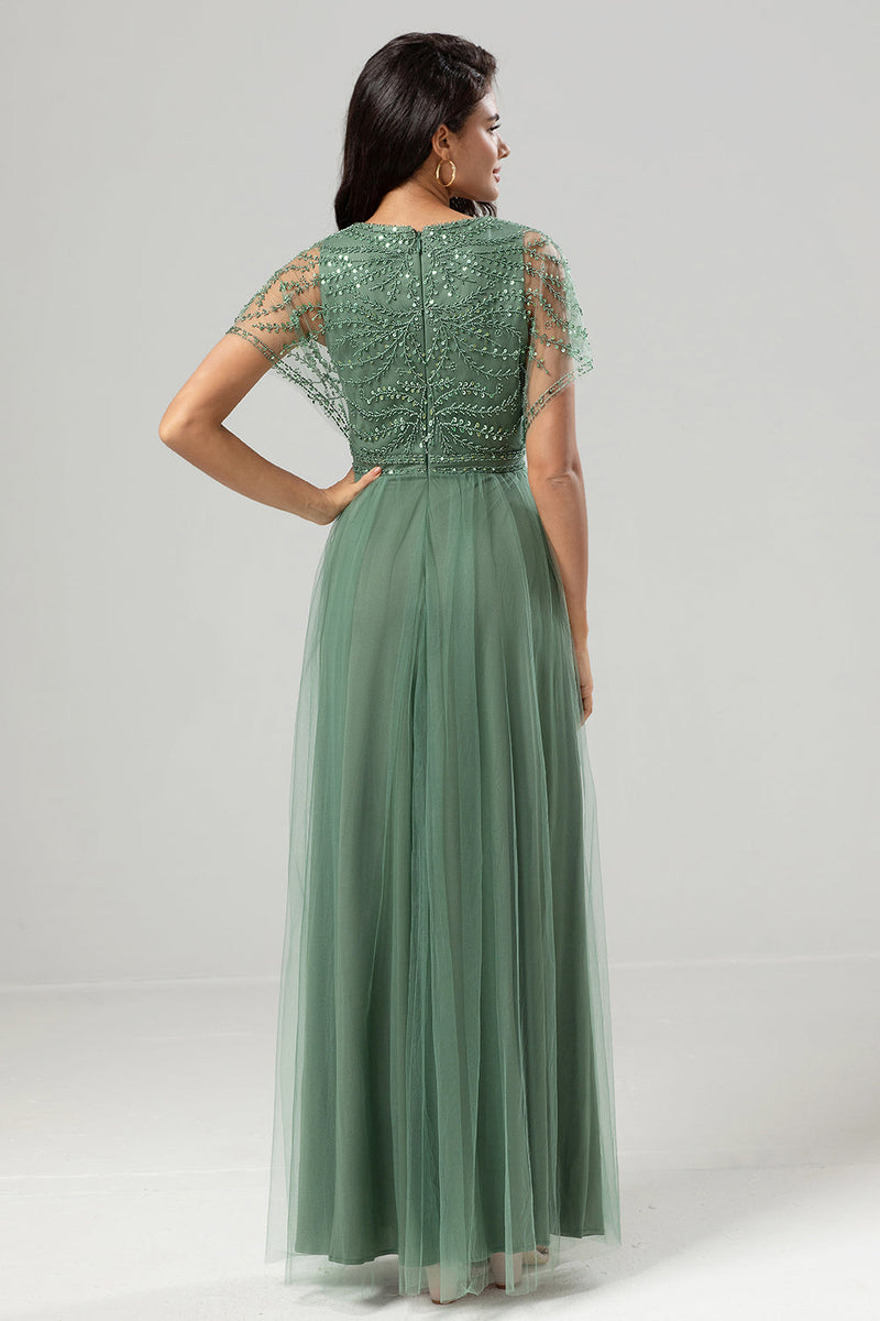 Load image into Gallery viewer, Tulle Beaded Twilight Bridesmaid Dress