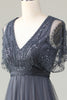 Load image into Gallery viewer, Tulle A-Line Beaded Eucalyptus Bridesmaid Dress with Sequins