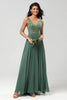 Load image into Gallery viewer, A-Line Eucalyptus Long Bridesmaid Dress with Beading