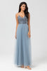 Load image into Gallery viewer, A-Line Spaghetti Straps Dusty Pink Long Bridesmaid Dress with Beading