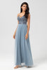 Load image into Gallery viewer, A-Line Spaghetti Straps Dusty Pink Long Bridesmaid Dress with Beading