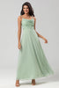 Load image into Gallery viewer, Long Dusty Sage Bridesmaid Dress with Beaded