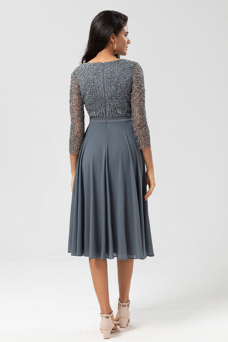 Load image into Gallery viewer, Beaded Eucalyptus Bridesmaid Dress with Sleeves