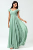 Load image into Gallery viewer, Chiffon A-Line Matcha Bridesmaid Dress with Ruffles