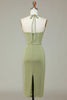 Load image into Gallery viewer, Halter Dusty Sage Bridesmaid Dress