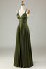 Load image into Gallery viewer, A-Line Sleeveless Olive Long Bridesmaid Dress