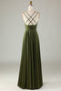 Load image into Gallery viewer, A-Line Sleeveless Olive Long Bridesmaid Dress