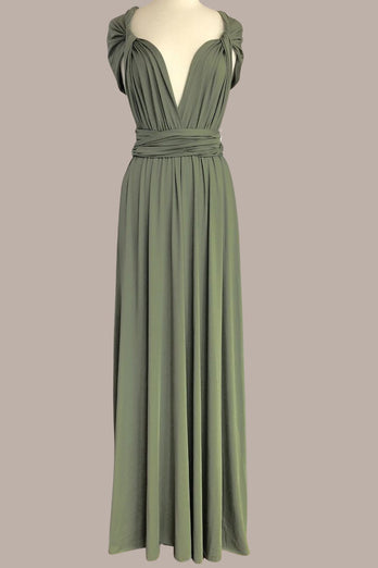 Olive Convertible Wear Long Bridesmaid Dress