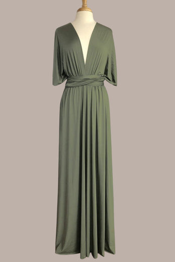 Olive Convertible Wear Long Bridesmaid Dress