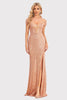 Load image into Gallery viewer, Sparkly Off The Shoulder Blush Long Formal Dress with Slit