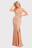 Load image into Gallery viewer, Sparkly Off The Shoulder Blush Long Formal Dress with Slit