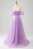 Load image into Gallery viewer, Lilac A Line Strapless Sparkly Sequin Long Formal Dress