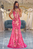 Load image into Gallery viewer, Mermaid Fuchsia Sequins Formal Dress