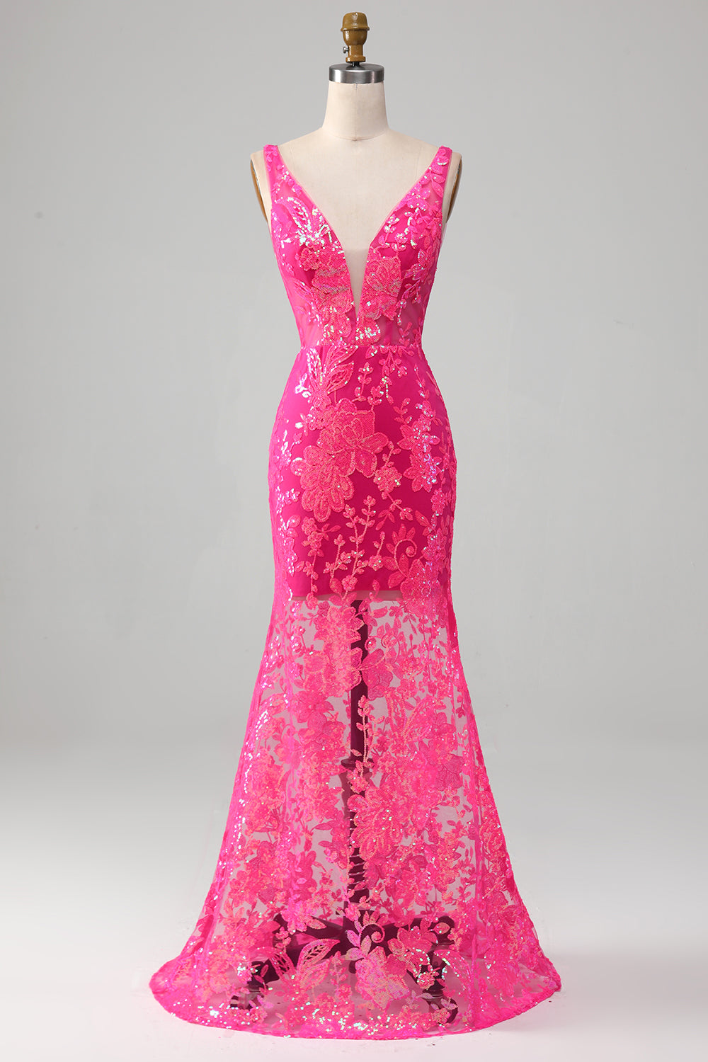 Fuchsia Mermaid Formal Dress with Sequins