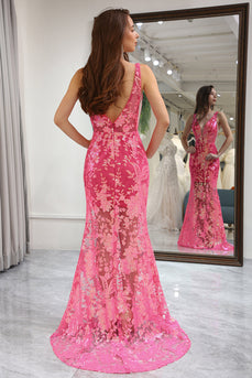 Fuchsia Sequins Mermaid Formal Dress