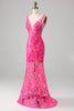 Load image into Gallery viewer, Fuchsia Mermaid Formal Dress with Sequins