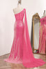 Load image into Gallery viewer, Fuchsia Mermaid One Shoulder Long Corset Formal Dress With Slit