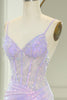 Load image into Gallery viewer, Glitter Light Purple Mermaid Backless Long Corset Formal Dress With Slit