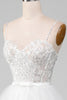 Load image into Gallery viewer, White A-Line Sparkly Sequin Ruffle Skirt Corset Formal Dress With Slit