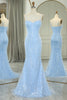 Load image into Gallery viewer, Sparkly Light Blue Mermaid Long Formal Dress With Sequined Appliques