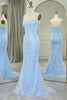 Load image into Gallery viewer, Sparkly Light Blue Mermaid Long Formal Dress With Sequined Appliques