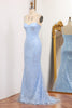 Load image into Gallery viewer, Glitter Light Blue Mermaid Long Formal Dress With Sequined Appliques