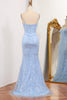 Load image into Gallery viewer, Glitter Light Blue Mermaid Long Formal Dress With Sequined Appliques