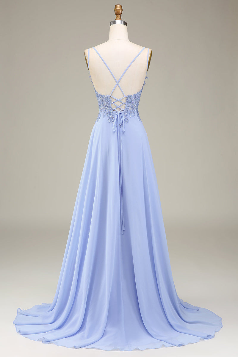 Load image into Gallery viewer, A-Line Lavender Long Formal Dress with Appliques