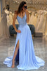 Load image into Gallery viewer, Chiffon A-Line Lavender Beaded Formal Dress with Slit