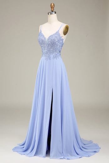 A-Line Lavender Long Formal Dress with Appliques