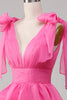 Load image into Gallery viewer, Princess A-Line V-Neck Fuchsia Formal Dress With Slit