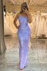 Load image into Gallery viewer, Sparkly Lilac Mermaid Backless Long Formal Dress With Sequined Appliques