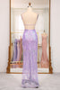Load image into Gallery viewer, Glitter Lilac Mermaid Spaghetti Straps Backless Long Formal Dress With Embroidery