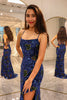 Load image into Gallery viewer, Sparkly Royal Blue Long Sequined Formal Dress With Slit