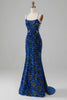 Load image into Gallery viewer, Royal Blue Mermaid Spaghetti Straps Sequins Formal Dress With Slit