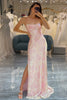 Load image into Gallery viewer, Mermaid Lace-Up Back Pink Formal Dress with Appliques