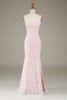 Load image into Gallery viewer, Mermaid Sparkly Pink Formal Dress with Slit