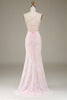 Load image into Gallery viewer, Mermaid Sparkly Pink Formal Dress with Slit