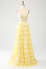 Load image into Gallery viewer, Yellow Sweetheart Tiered Formal Dress