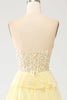 Load image into Gallery viewer, Yellow Sweetheart Tiered Formal Dress