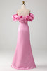 Load image into Gallery viewer, Mermaid Off the Shoulder Pink Party Dress with Split Front