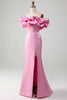 Load image into Gallery viewer, Mermaid Off the Shoulder Pink Party Dress with Split Front