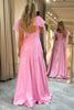 Load image into Gallery viewer, Pink A Line Backless Long Corset Formal Dress With Lace